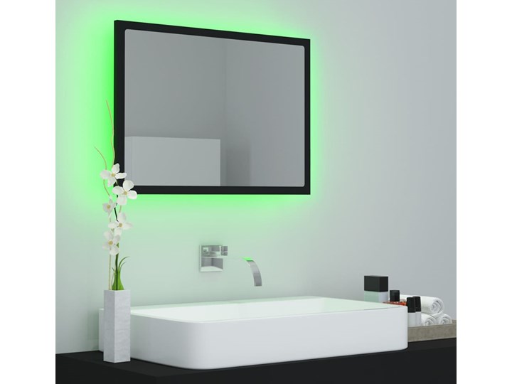 vidaXL Lustro łazienkowe z LED, czarne, 60x8,5x37 cm, płyta wiórowa Prostokątne Ścienne Lustro z ramą Pomieszczenie Łazienka Kolor Czarny