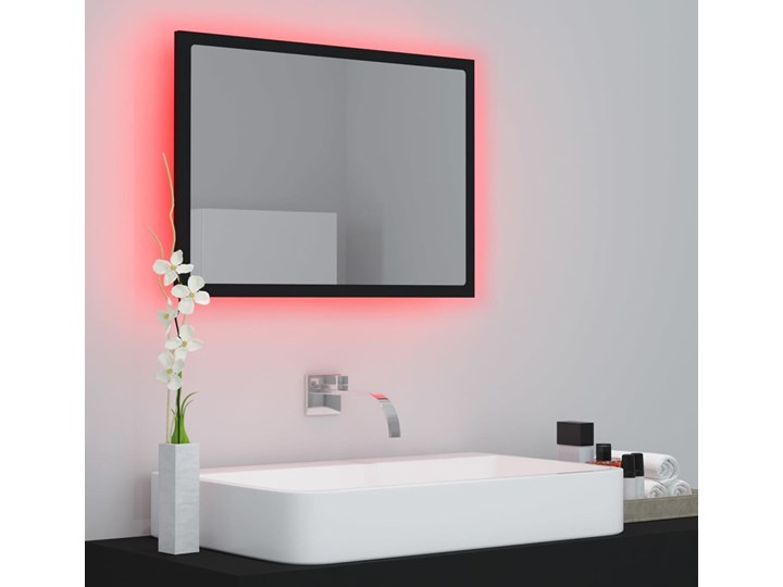 vidaXL Lustro łazienkowe z LED, czarne, 60x8,5x37 cm, płyta wiórowa Lustro z ramą Prostokątne Ścienne Kolor Czarny Styl Nowoczesny