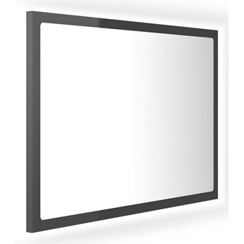 vidaXL Lustro łazienkowe z LED, szare na wysoki połysk, 60x8,5x37 cm