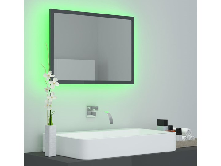 vidaXL Lustro łazienkowe z LED, szare na wysoki połysk, 60x8,5x37 cm Kategoria Lustra Prostokątne Lustro z ramą Ścienne Styl Nowoczesny