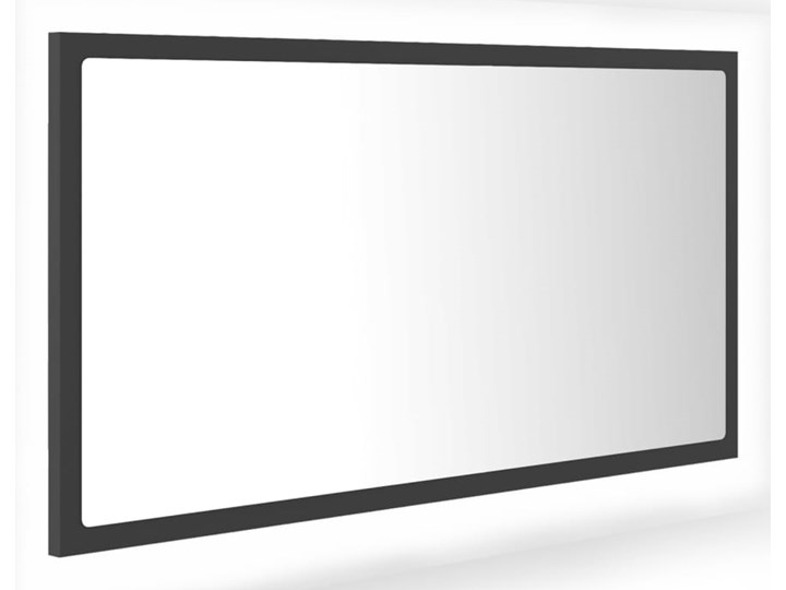 vidaXL Lustro łazienkowe z LED, szare, 80x8,5x37 cm, płyta wiórowa Prostokątne Lustro z ramą Ścienne Styl Nowoczesny Pomieszczenie Łazienka