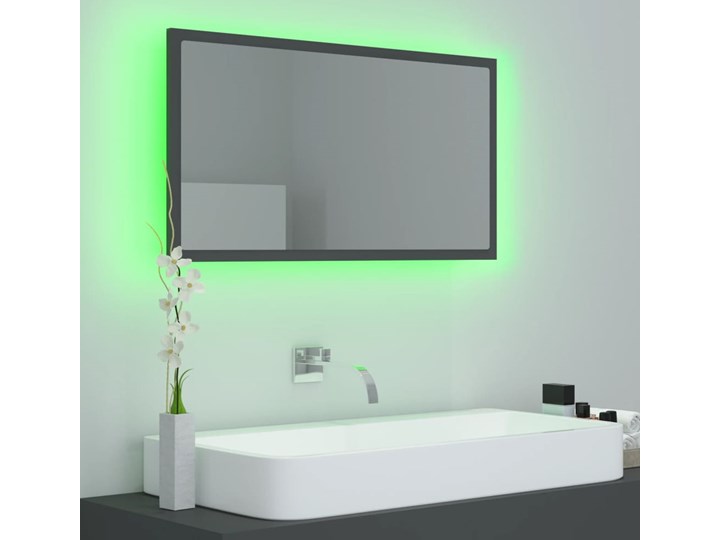 vidaXL Lustro łazienkowe z LED, szare, 80x8,5x37 cm, płyta wiórowa Pomieszczenie Łazienka Ścienne Lustro z ramą Prostokątne Styl Nowoczesny