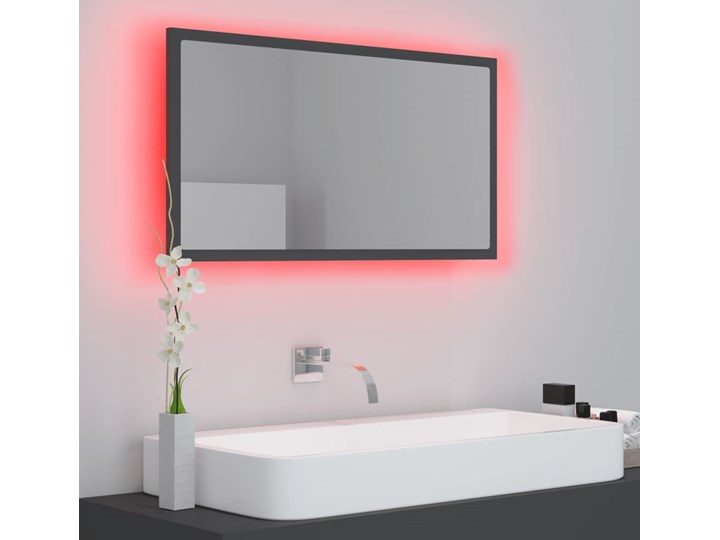 vidaXL Lustro łazienkowe z LED, szare, 80x8,5x37 cm, płyta wiórowa Prostokątne Styl Nowoczesny Ścienne Lustro z ramą Kategoria Lustra