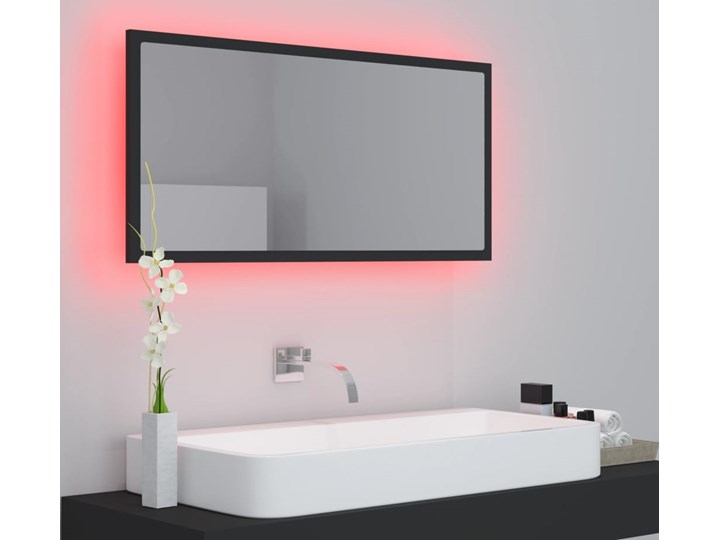 vidaXL Lustro łazienkowe z LED, szare, 90 x 8,5 x 37 cm, płyta wiórowa Ścienne Prostokątne Lustro z ramą Pomieszczenie Łazienka Styl Nowoczesny