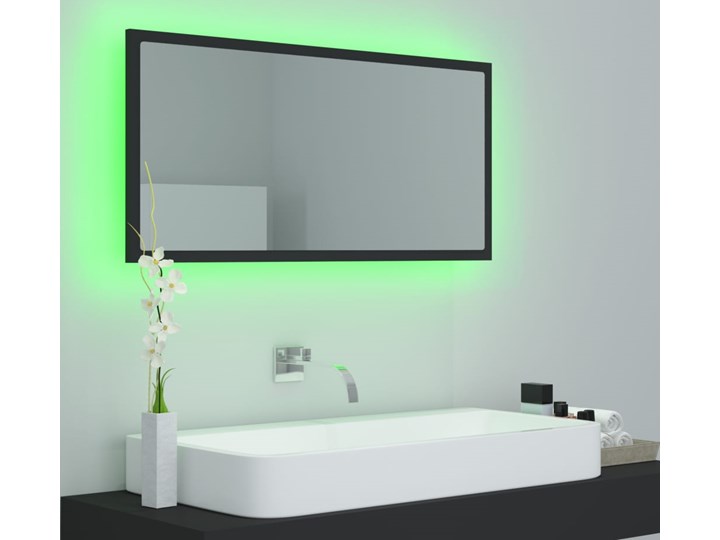 vidaXL Lustro łazienkowe z LED, szare, 90 x 8,5 x 37 cm, płyta wiórowa Prostokątne Ścienne Lustro z ramą Kategoria Lustra Pomieszczenie Łazienka