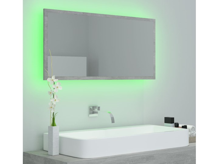 vidaXL Lustro łazienkowe z LED, szarość betonu, 90x8,5x37 cm, płyta Kategoria Lustra Ścienne Lustro z ramą Prostokątne Styl Nowoczesny