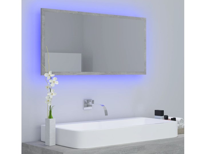 vidaXL Lustro łazienkowe z LED, szarość betonu, 90x8,5x37 cm, płyta Kategoria Lustra Ścienne Prostokątne Lustro z ramą Pomieszczenie Łazienka