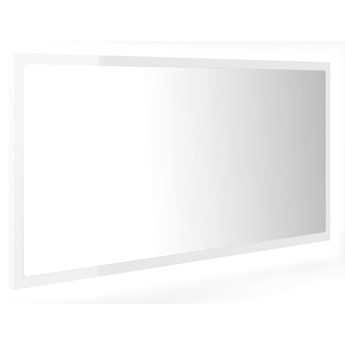 vidaXL Lustro łazienkowe z LED, białe na wysoki połysk, 90x8,5x37 cm