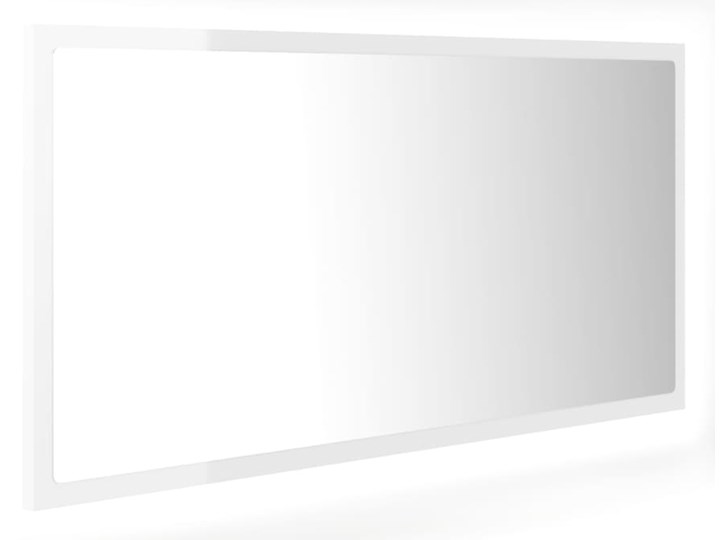 vidaXL Lustro łazienkowe z LED, białe na wysoki połysk, 90x8,5x37 cm Lustro z ramą Prostokątne Ścienne Kolor Biały