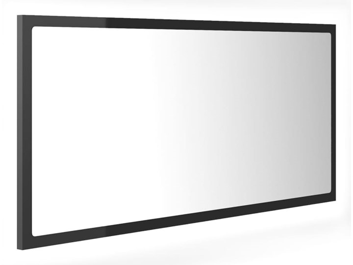 vidaXL Lustro łazienkowe z LED, szare na wysoki połysk, 90x8,5x37 cm