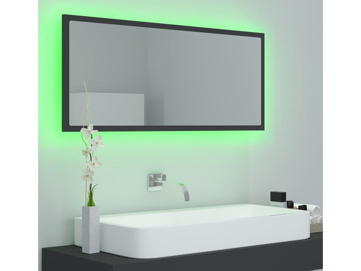vidaXL Lustro łazienkowe z LED, szare, 100x8,5x37 cm, płyta wiórowa Prostokątne Lustro z ramą Ścienne Pomieszczenie Łazienka