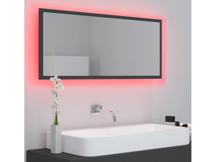 vidaXL Lustro łazienkowe z LED, szare, 100x8,5x37 cm, płyta wiórowa Lustro z ramą Prostokątne Ścienne Styl Nowoczesny Kategoria Lustra