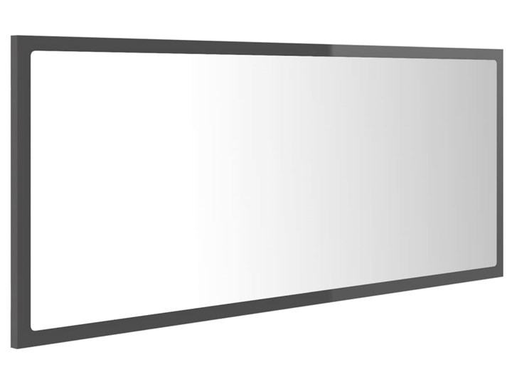 vidaXL Lustro łazienkowe z LED, szare na wysoki połysk, 100x8,5x37 cm Ścienne Lustro z ramą Prostokątne Pomieszczenie Łazienka