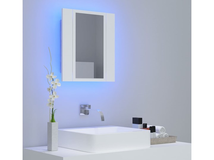 vidaXL Szafka łazienkowa z lustrem i LED, biała, 40x12x45 cm Kolor Biały Płyta stolarska Płyta MDF Szafki Kategoria Szafki stojące
