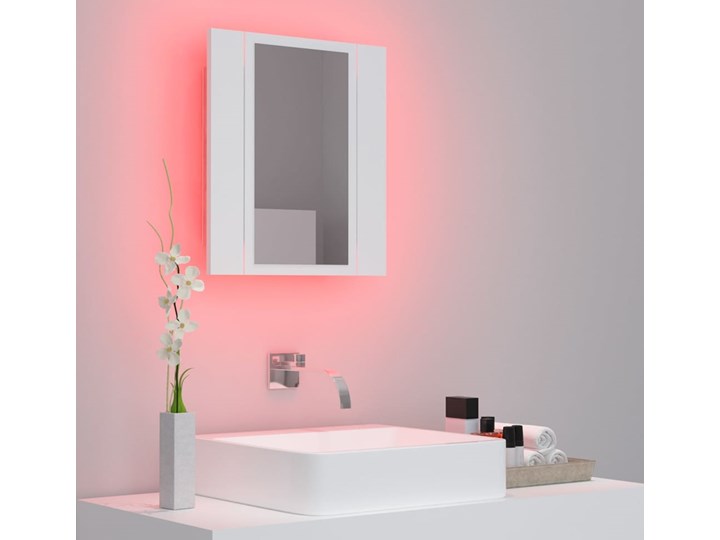 vidaXL Szafka łazienkowa z lustrem i LED, biała, 40x12x45 cm Płyta stolarska Szafki Płyta MDF Kolor Biały