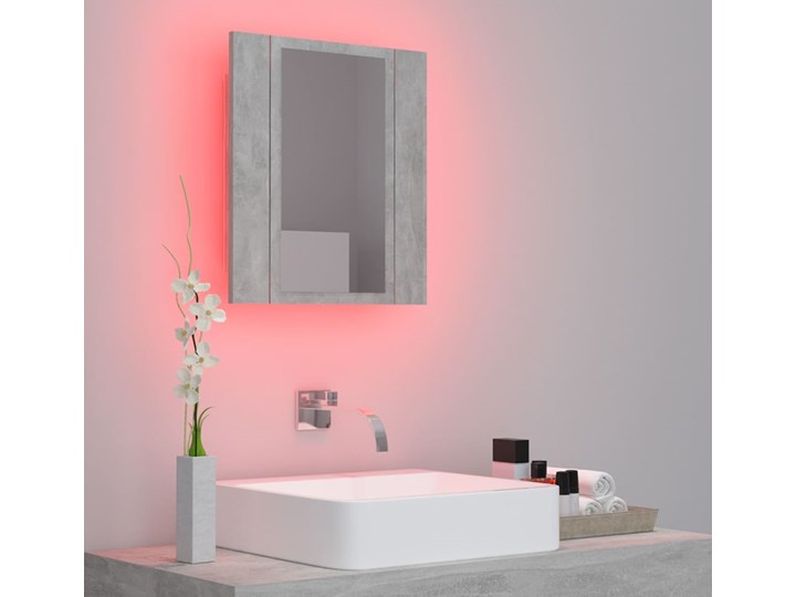 vidaXL Szafka łazienkowa z lustrem i LED, szarość betonu, 40x12x45 cm Szafki Płyta stolarska Płyta MDF Kategoria Szafki stojące