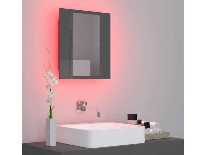 vidaXL Szafka łazienkowa z lustrem i LED, połysk, szara, 40x12x45 cm Płyta stolarska Szafki Płyta MDF Kategoria Szafki stojące