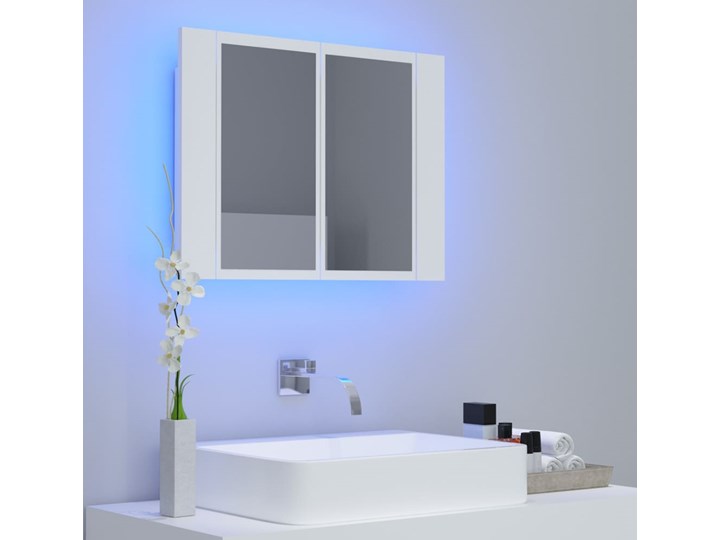 vidaXL Szafka łazienkowa z lustrem i LED, biała, 60x12x45 cm Nad umywalkę Płyta MDF Płyta stolarska Wiszące Styl Nowoczesny