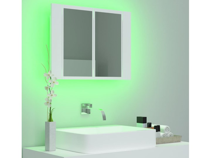 vidaXL Szafka łazienkowa z lustrem i LED, biała, 60x12x45 cm Styl Nowoczesny Nad umywalkę Wiszące Płyta stolarska Płyta MDF Kolor Biały