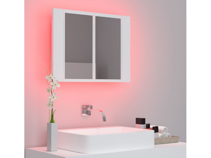vidaXL Szafka łazienkowa z lustrem i LED, biała, 60x12x45 cm Nad umywalkę Styl Nowoczesny Wiszące Płyta MDF Płyta stolarska Kolor Biały