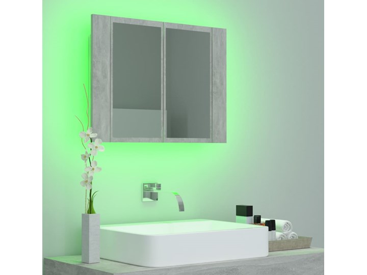 vidaXL Szafka łazienkowa z lustrem i LED, szarość betonu, 60x12x45 cm Płyta MDF Płyta stolarska Wiszące Styl Nowoczesny Nad umywalkę Kategoria Szafki stojące