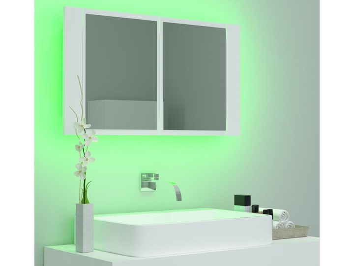 vidaXL Szafka łazienkowa z lustrem i LED, biała, 80x12x45 cm Nad umywalkę Płyta stolarska Poziome Płyta MDF Wiszące Kolor Biały