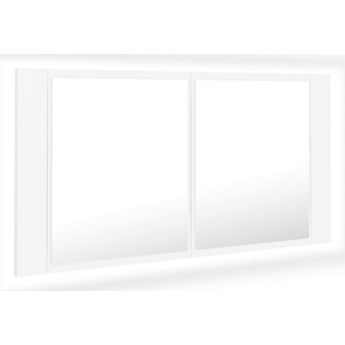 vidaXL Szafka łazienkowa z lustrem i LED, biała, 90x12x45 cm