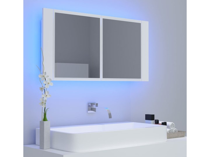 vidaXL Szafka łazienkowa z lustrem i LED, biała, 90x12x45 cm Szafki Płyta MDF Płyta stolarska Kolor Biały Kategoria Szafki stojące