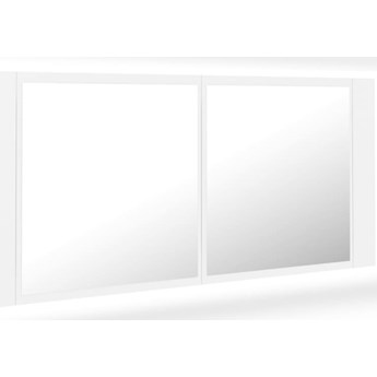 vidaXL Szafka łazienkowa z lustrem i LED, biała, 100x12x45 cm