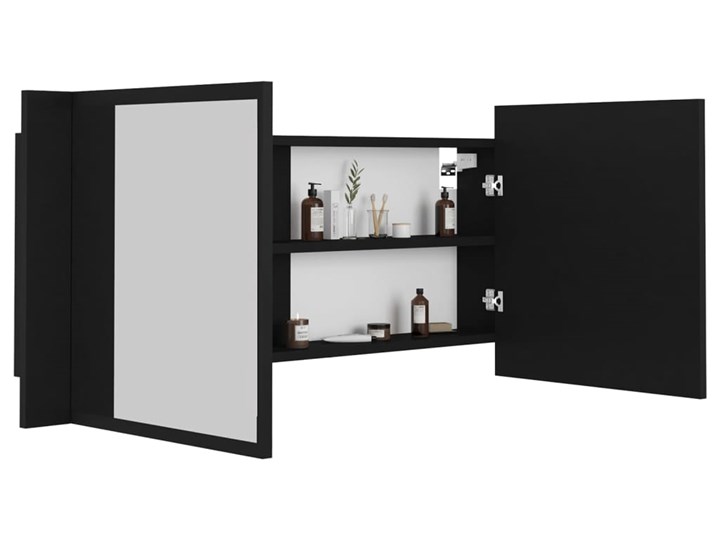 vidaXL Szafka łazienkowa z lustrem i LED, czarna, 100x12x45 cm Kolor Czarny Płyta stolarska Szafki Płyta MDF Kategoria Szafki stojące