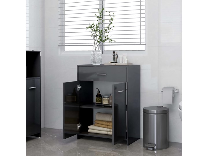 vidaXL Szafka łazienkowa, szara, wysoki połysk, 60x33x80 cm, płyta Głębokość 33 cm Szerokość 60 cm Płyta MDF Płyta stolarska Szafki Kategoria Szafki stojące