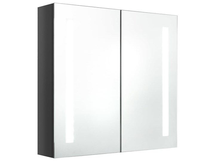 vidaXL Szafka łazienkowa z lustrem, LED, szara z połyskiem 62x14x60 cm Wiszące Rodzaj frontu Drzwiczki Szkło Szerokość 62 cm Płyta MDF Szafki Głębokość 14 cm Kategoria Szafki stojące