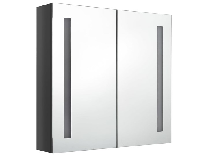 vidaXL Szafka łazienkowa z lustrem, LED, szara z połyskiem 62x14x60 cm Szkło Głębokość 14 cm Szafki Szerokość 62 cm Płyta MDF Wiszące Rodzaj frontu Drzwiczki Kategoria Szafki stojące