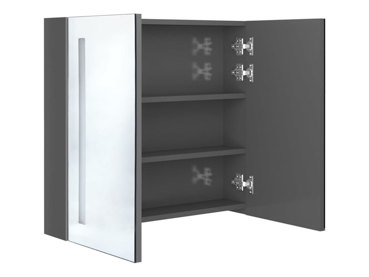 vidaXL Szafka łazienkowa z lustrem, LED, szara z połyskiem 62x14x60 cm Wiszące Szerokość 62 cm Głębokość 14 cm Rodzaj frontu Drzwiczki Szkło Szafki Płyta MDF Kategoria Szafki stojące