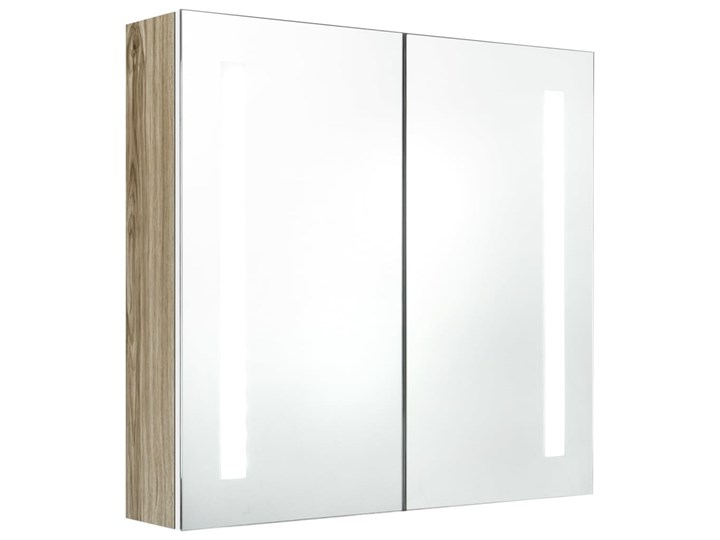 vidaXL Szafka łazienkowa z lustrem i LED, biel i dąb, 62x14x60 cm Szerokość 62 cm Drewno Płyta MDF Głębokość 14 cm Szkło Szafki Wiszące Kategoria Szafki stojące