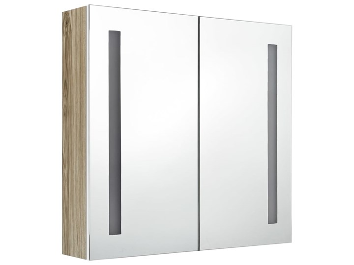 vidaXL Szafka łazienkowa z lustrem i LED, biel i dąb, 62x14x60 cm Wiszące Płyta MDF Drewno Szkło Głębokość 14 cm Szafki Szerokość 62 cm Kategoria Szafki stojące