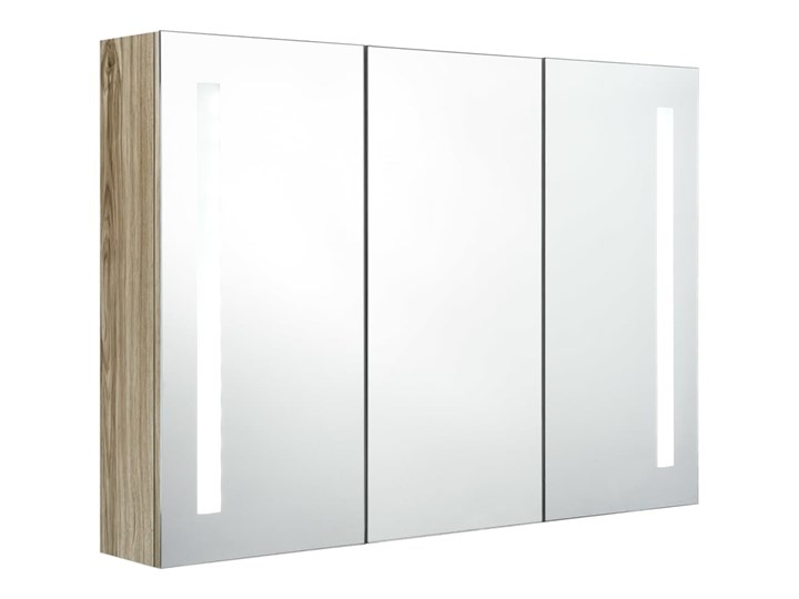 vidaXL Szafka łazienkowa z lustrem i LED, 89 x 14 x 62 cm, kolor dębu Płyta MDF Drewno Szerokość 89 cm Głębokość 14 cm Szkło Szafki Wiszące Kategoria Szafki stojące