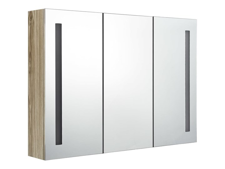 vidaXL Szafka łazienkowa z lustrem i LED, 89 x 14 x 62 cm, kolor dębu Wiszące Szafki Drewno Szkło Szerokość 89 cm Kategoria Szafki stojące Płyta MDF Głębokość 14 cm Rodzaj frontu Drzwiczki
