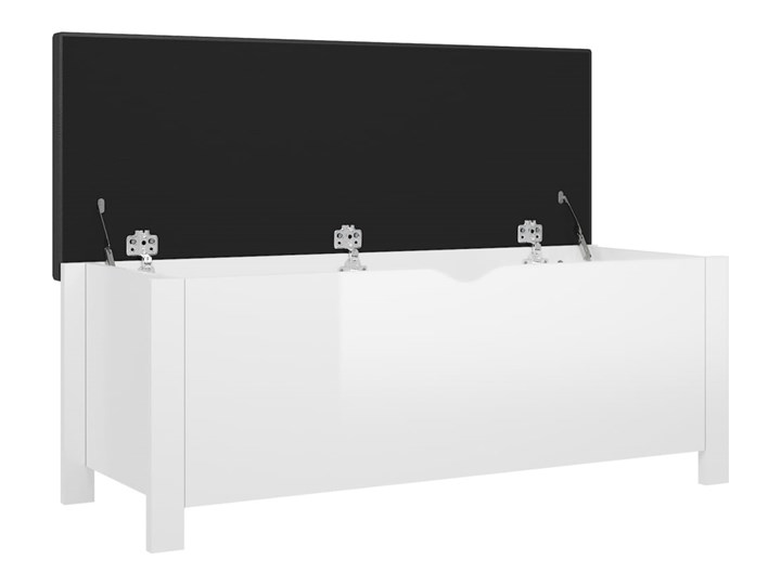 vidaXL Skrzynia z poduszką, biała z połyskiem, 105x40x45 cm, płyta Kolor Biały