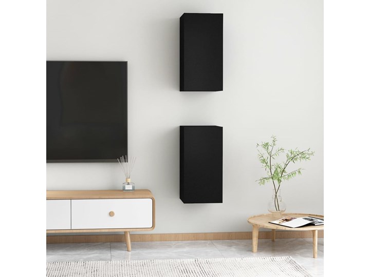 vidaXL Szafki telewizyjne, 2 szt., czarne, 30,5x30x60 cm, płyta Kolor Czarny