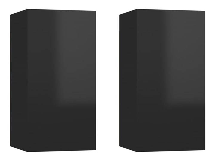 vidaXL Szafki TV, 2 szt., wysoki połysk, czarne, 30,5x30x60 cm, płyta Kolor Czarny