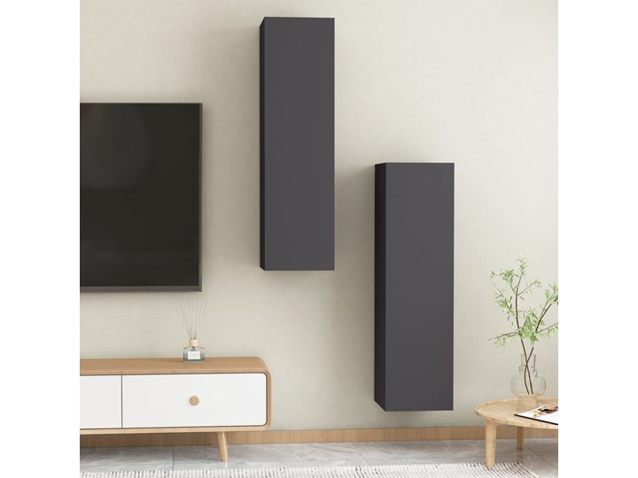 vidaXL Szafki telewizyjne, 2 szt., szare, 30,5x30x110 cm, płyta Pomieszczenie Salon Kategoria Zestawy mebli do sypialni