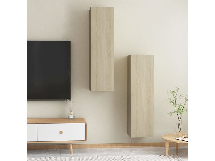 vidaXL Szafki TV, 2 szt., kolor dąb sonoma, 30,5x30x110 cm, płyta Pomieszczenie Salon Kolor Beżowy