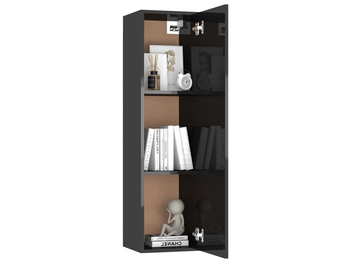 vidaXL Szafki TV, 2 szt., czarne, wysoki połysk, 30,5x30x110 cm, płyta Pomieszczenie Salon Kolor Czarny