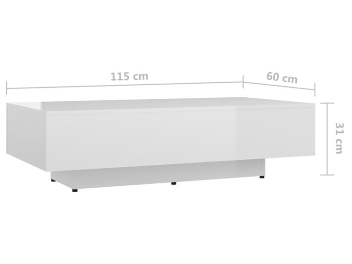 vidaXL Stolik kawowy, wysoki połysk, biały, 115x60x31, płyta wiórowa Styl Nowoczesny