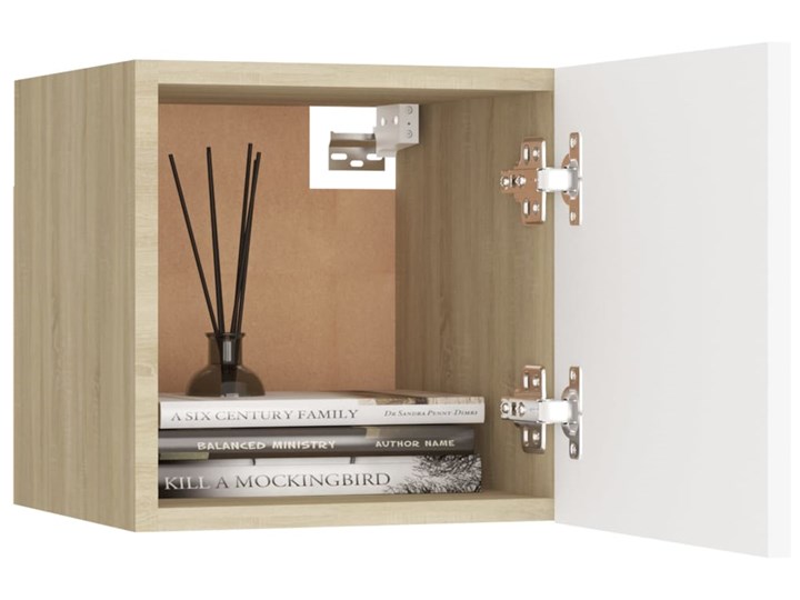 vidaXL Wiszące szafki TV, 4 szt., biel i dąb sonoma, 30,5x30x30 cm Kolor Biały Kategoria Zestawy mebli do sypialni