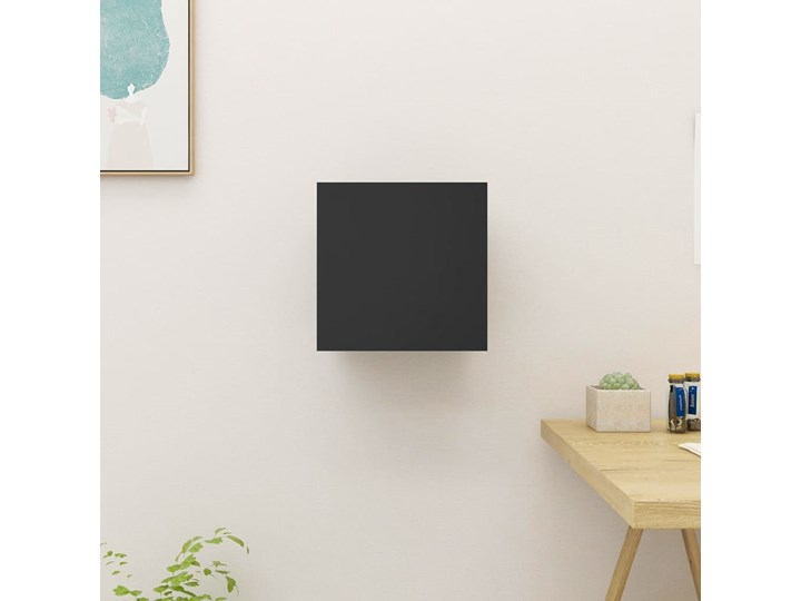 vidaXL Wisząca szafka TV, wysoki połysk, czarna, 30,5x30x30 cm Wiszące Płyta MDF Kolor Czarny Płyta laminowana Uniwersalne Szerokość 31 cm Płyta meblowa Kategoria Szafki i regały