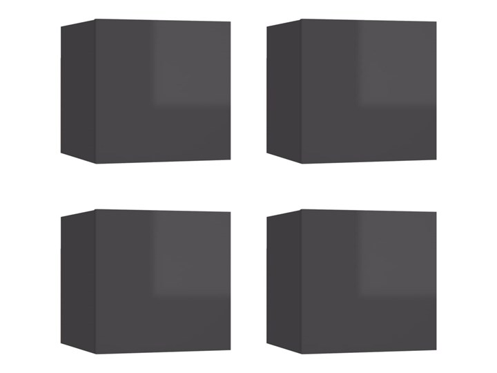 vidaXL Wiszące szafki TV, 4 szt., wysoki połysk, szare, 30,5x30x30 cm Kategoria Zestawy mebli do sypialni Kolor Szary