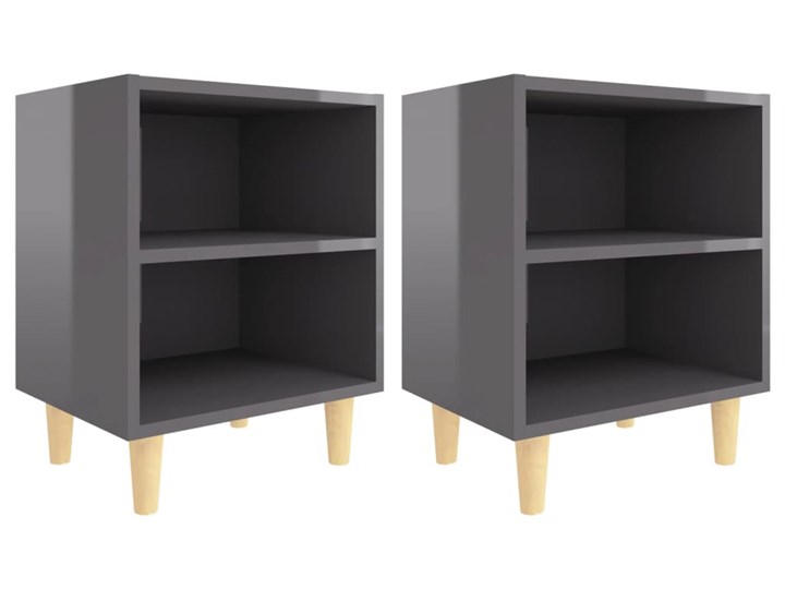 vidaXL 2 szafki nocne z drewnianymi nóżkami, szare, połysk, 40x30x50cm Drewno Styl Skandynawski Płyta MDF Płyta laminowana Płyta meblowa Głębokość 30 cm Wysokość 50 cm Szerokość 40 cm Kategoria Szafki i regały