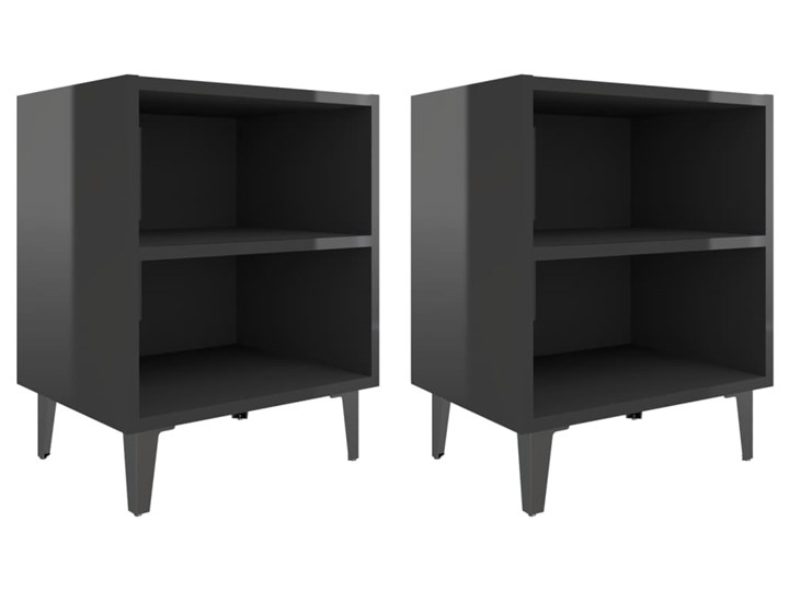 vidaXL 2 szafki nocne z metalowymi nóżkami, czarne, połysk, 40x30x50cm Płyta laminowana Szerokość 40 cm Płyta meblowa Płyta MDF Wysokość 50 cm Pomieszczenie Sypialnia Głębokość 30 cm Styl Industrialny
